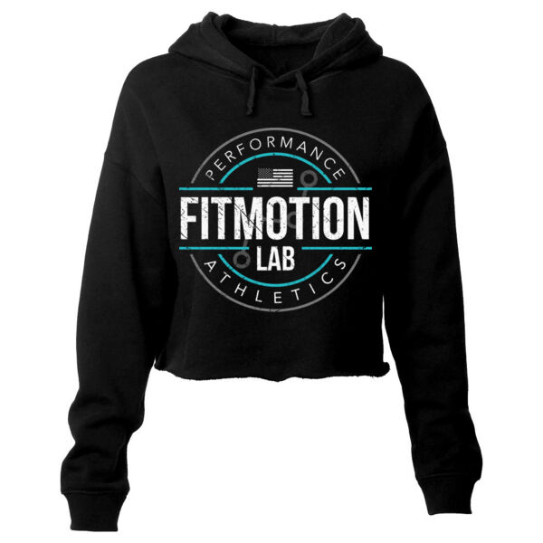 FITMOTION - BADGE - WOMEN'S FITTED HOODIE - BLACK - $DRYUG2$ Thumbnail