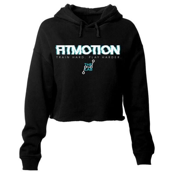FITMOTION LAB - TRAIN HARD PLAY HARDER - WOMEN'S CROPPED HOODIE - BLACK - $JBPZ25$ Thumbnail